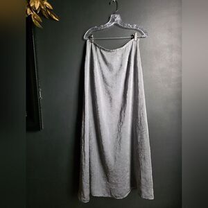 J. Jill Gray Crinkle Polyester Sz 14T Maxi Lined Skirt Festival Boho